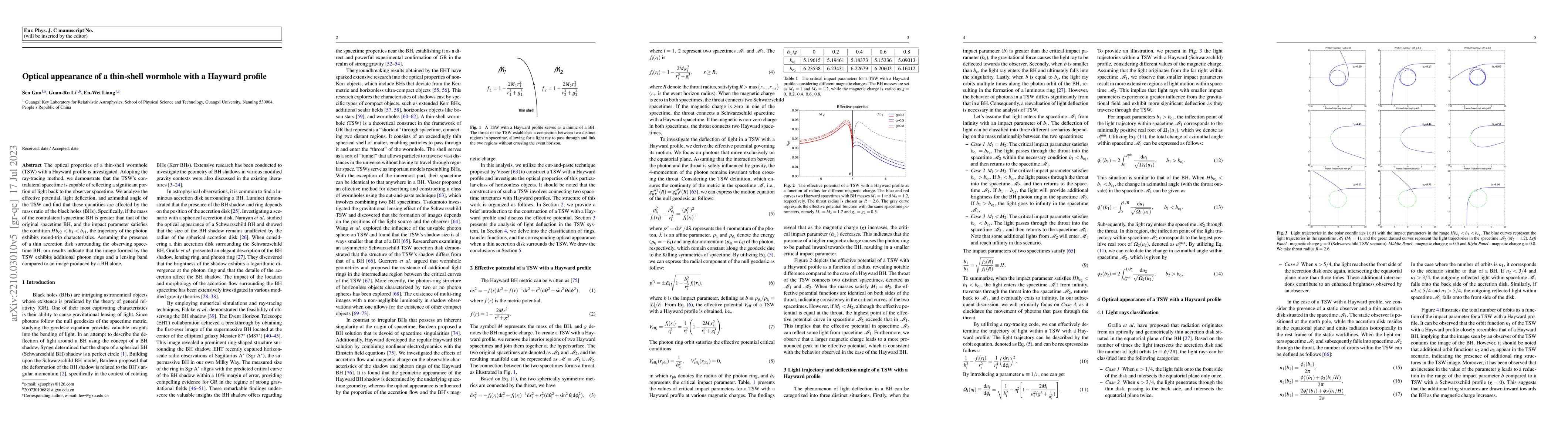 Thumbnail for Optical appearance of a thin-shell wormhole with a Hayward profile