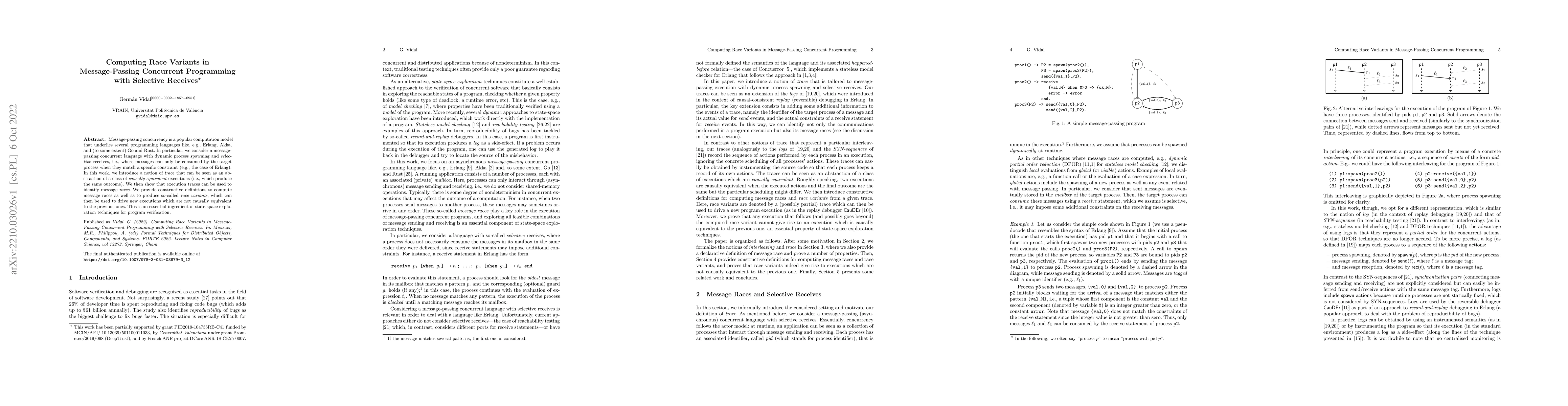 Thumbnail for Computing Race Variants in Message-Passing Concurrent Programming with
  Selective Receives
