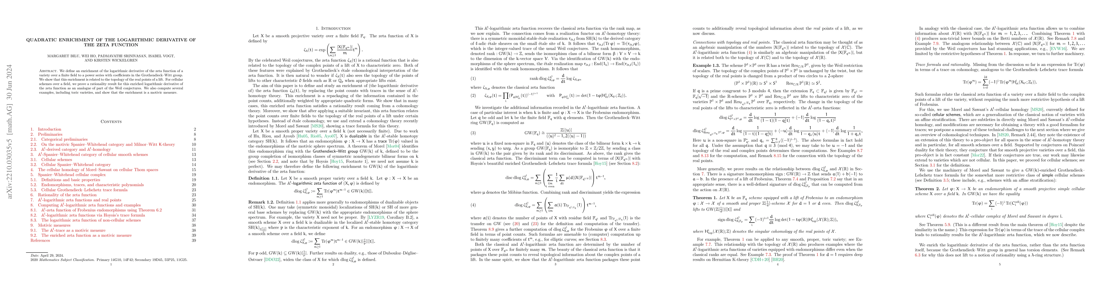 Thumbnail for Quadratic enrichment of the logarithmic derivative of the zeta function