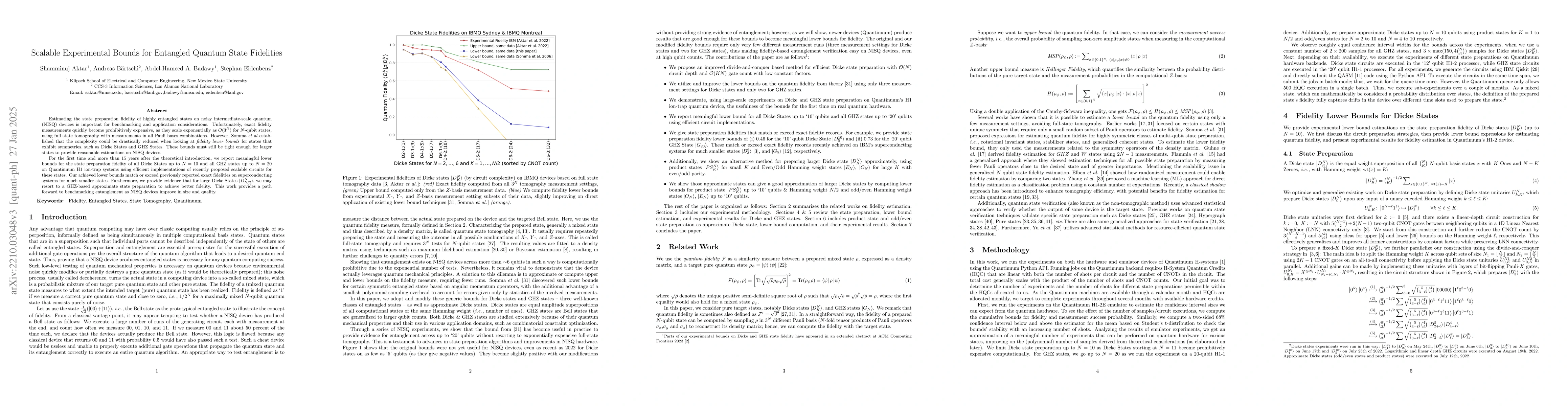 Thumbnail for Scalable Experimental Bounds for Dicke and GHZ States Fidelities