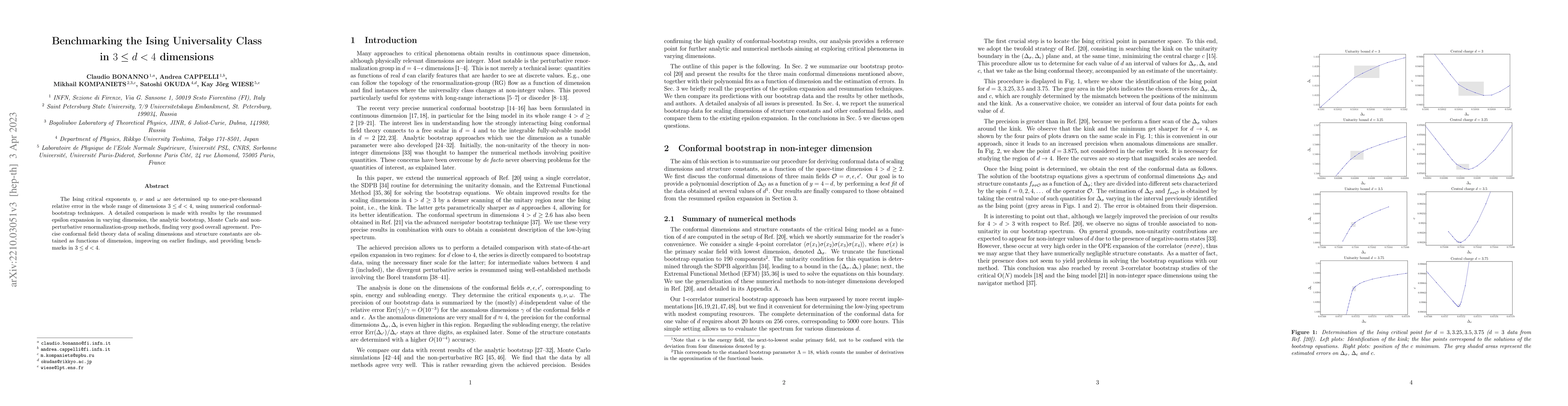 Thumbnail for Benchmarking the Ising Universality Class in $3 \le d < 4$ dimensions