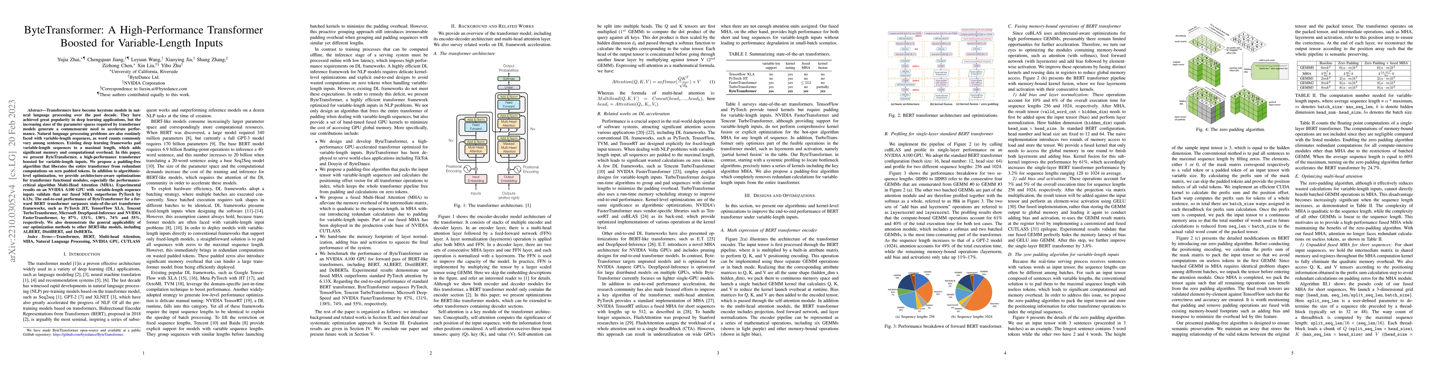 Thumbnail for ByteTransformer: A High-Performance Transformer Boosted for
  Variable-Length Inputs