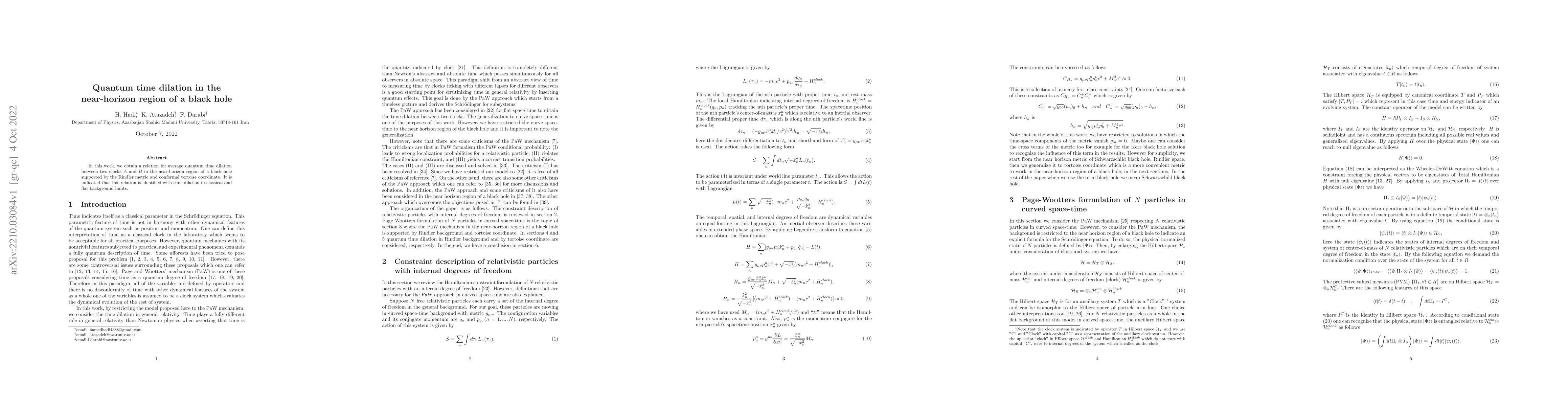Thumbnail for Quantum time dilation in the near-horizon region of a black hole