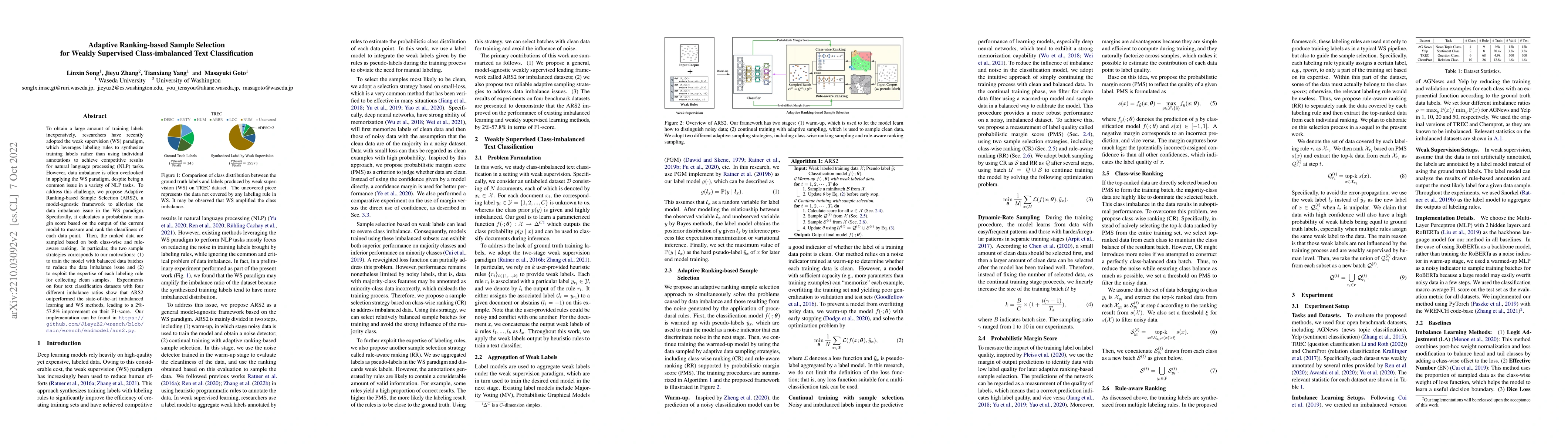 Thumbnail for Adaptive Ranking-based Sample Selection for Weakly Supervised
  Class-imbalanced Text Classification