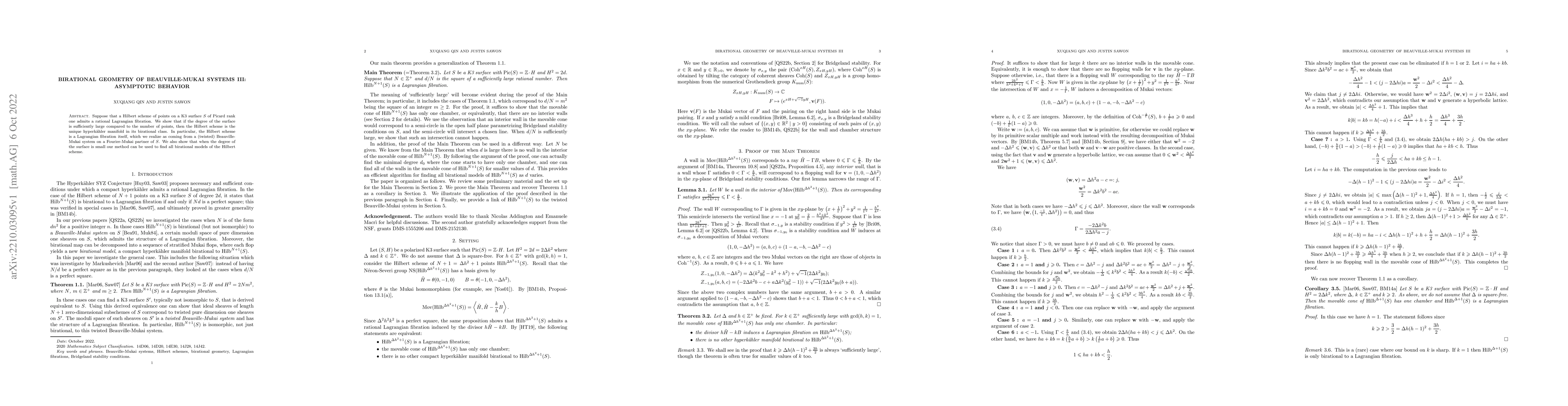 Thumbnail for Birational geometry of Beauville-Mukai systems III: asymptotic behavior