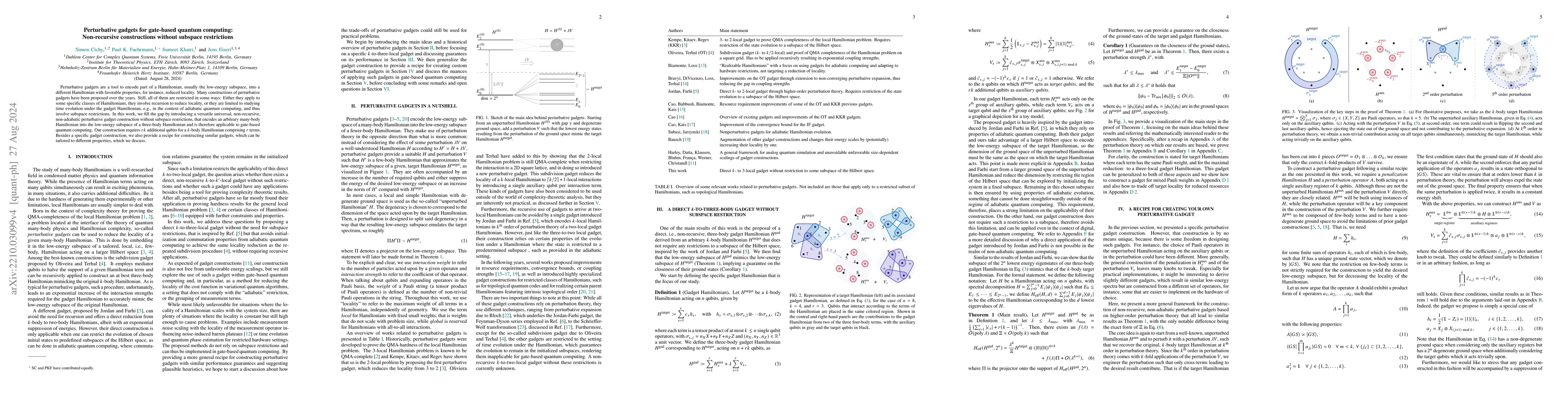 Thumbnail for Non-recursive perturbative gadgets without subspace restrictions and
  applications to variational quantum algorithms