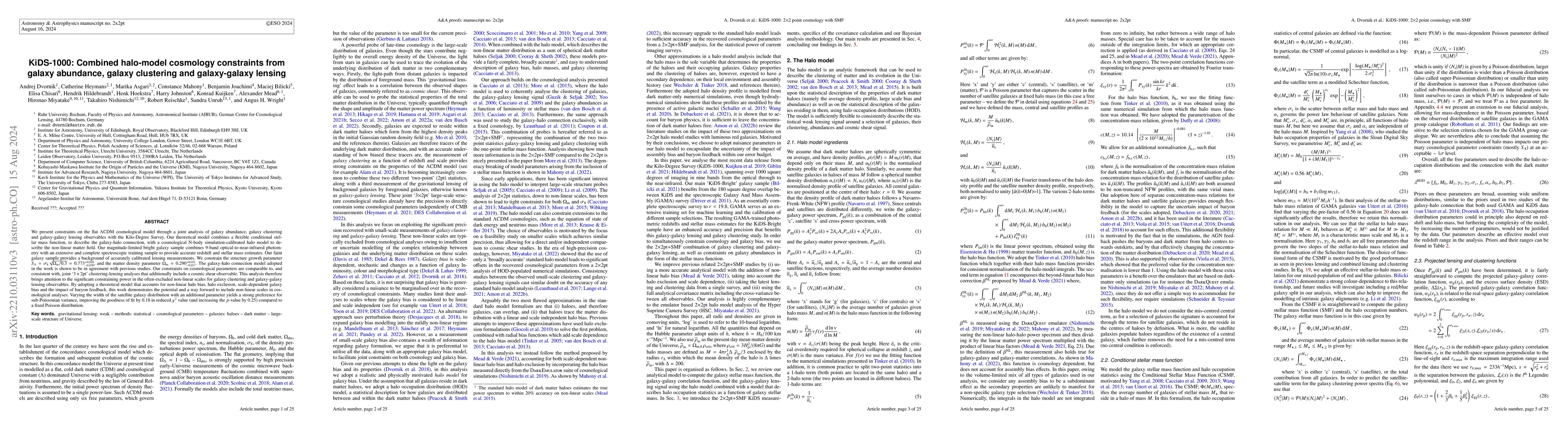 Thumbnail for KiDS-1000: Combined halo-model cosmology constraints from galaxy
  abundance, galaxy clustering and galaxy-galaxy lensing