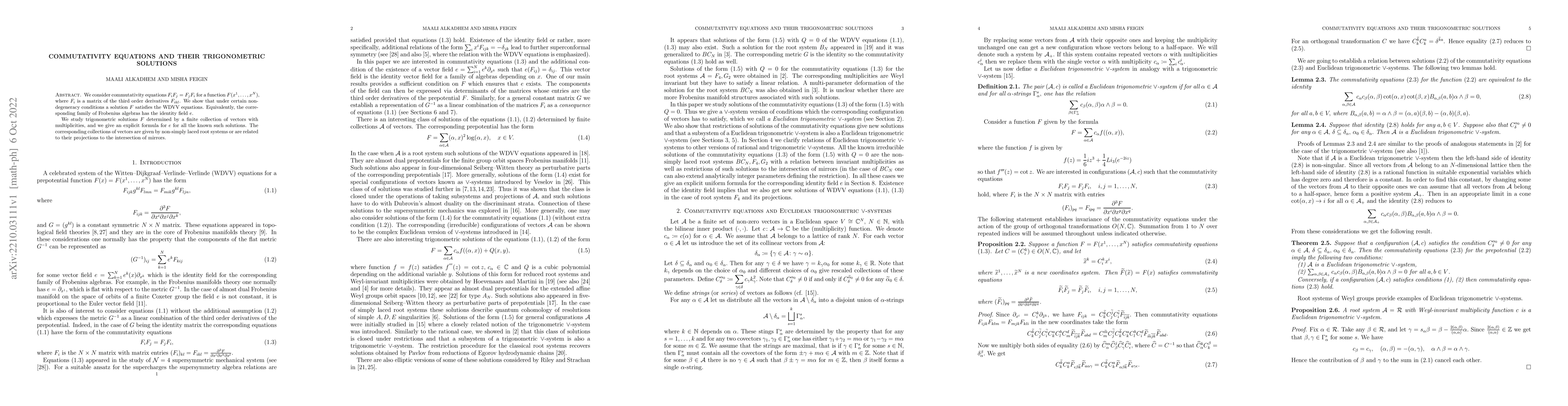 Thumbnail for Commutativity equations and their trigonometric solutions