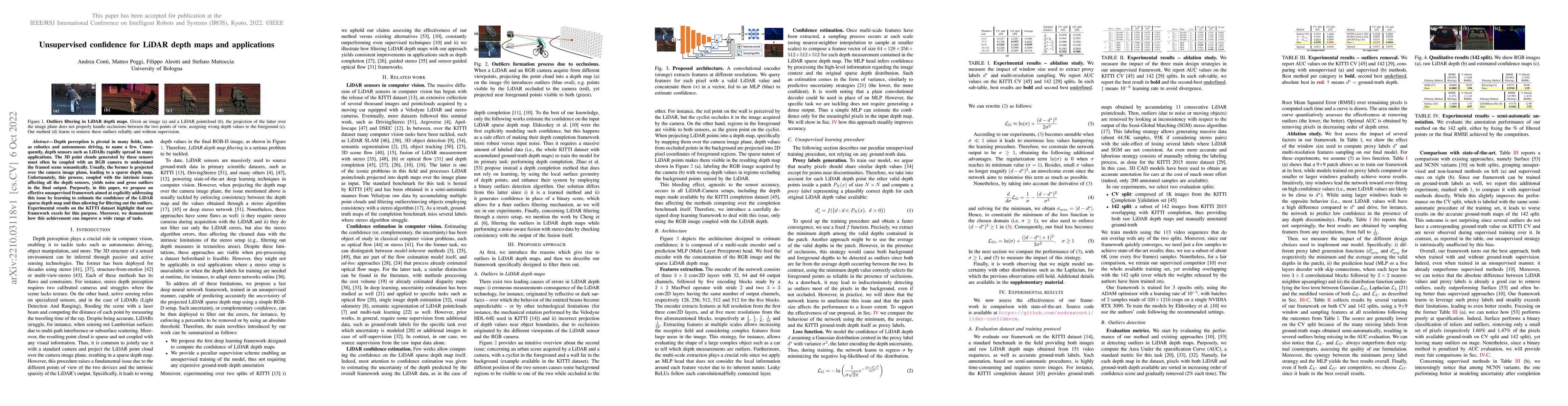 Thumbnail for Unsupervised confidence for LiDAR depth maps and applications