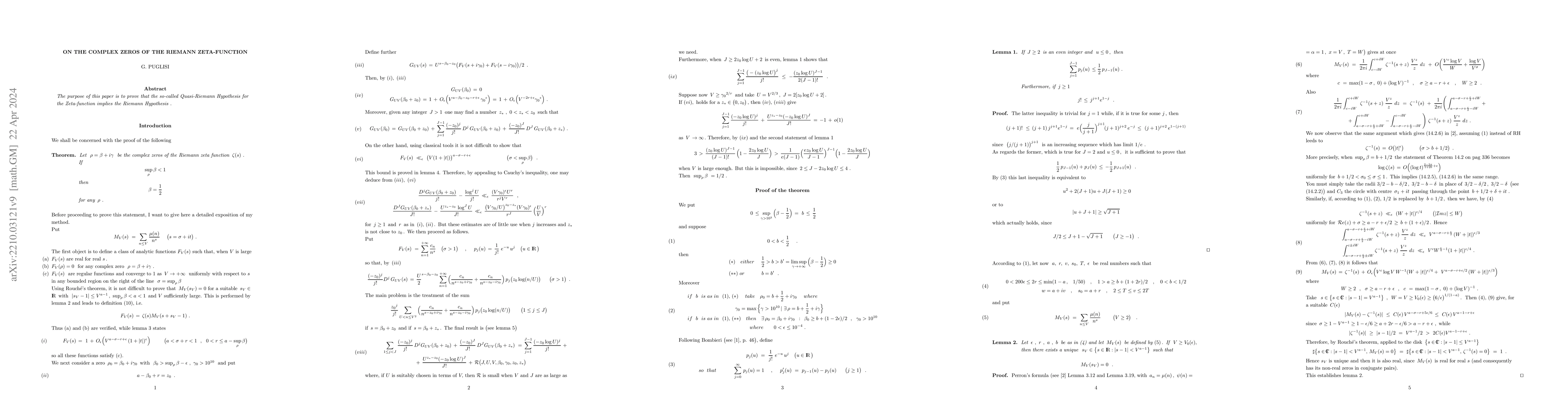 Thumbnail for On the complex zeros of the Riemann Zeta-function