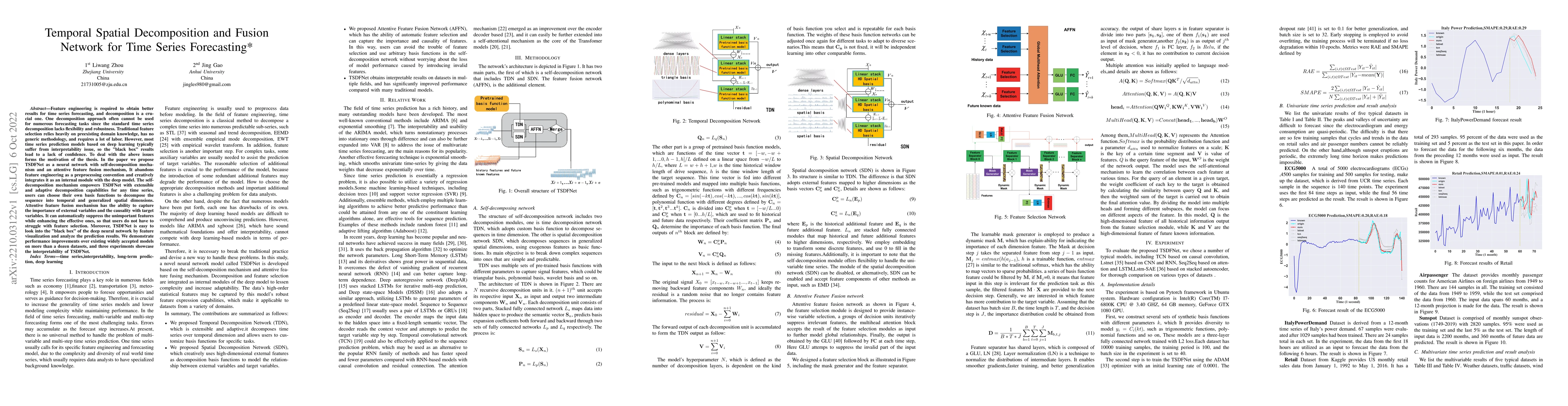 Thumbnail for Temporal Spatial Decomposition and Fusion Network for Time Series
  Forecasting