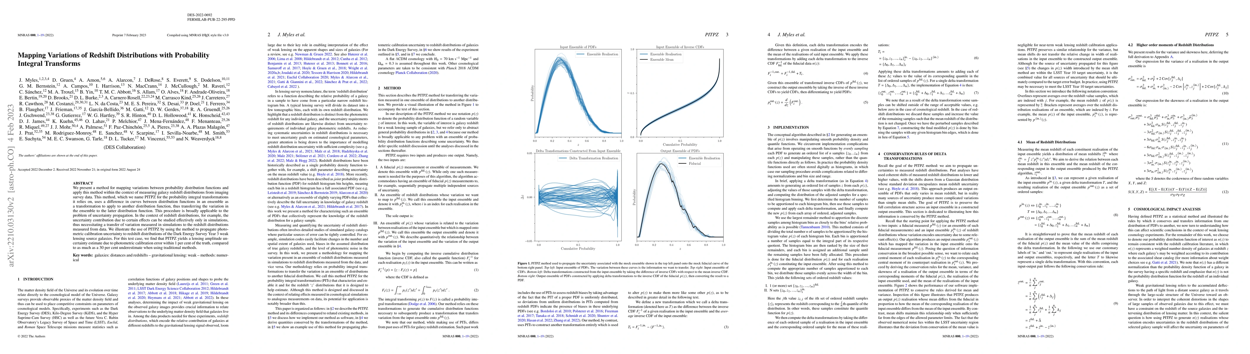 Thumbnail for Mapping Variations of Redshift Distributions with Probability Integral
  Transforms