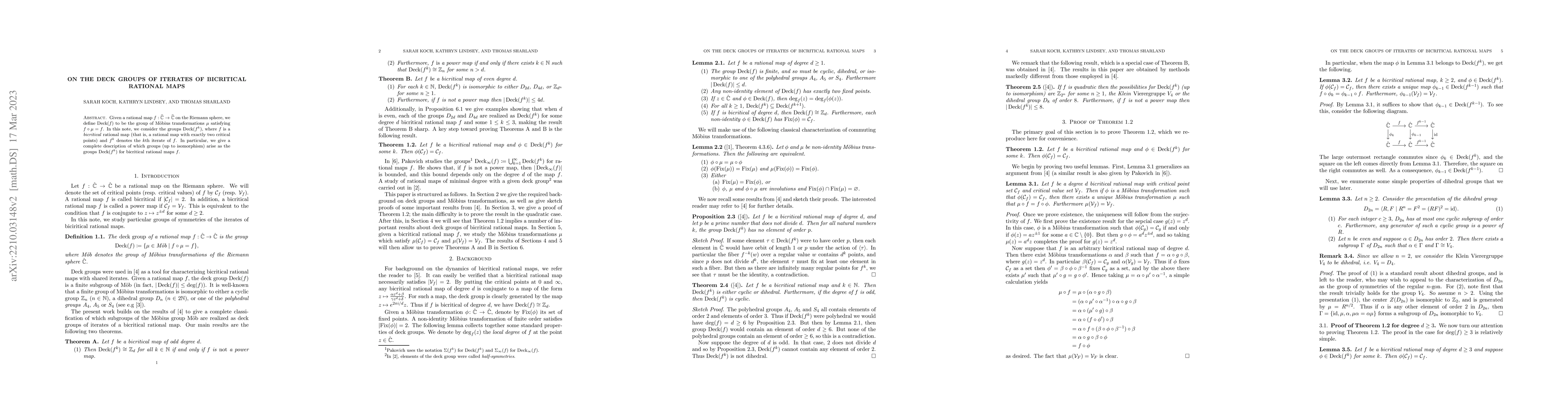 Thumbnail for On the deck groups of iterates of bicritical rational maps