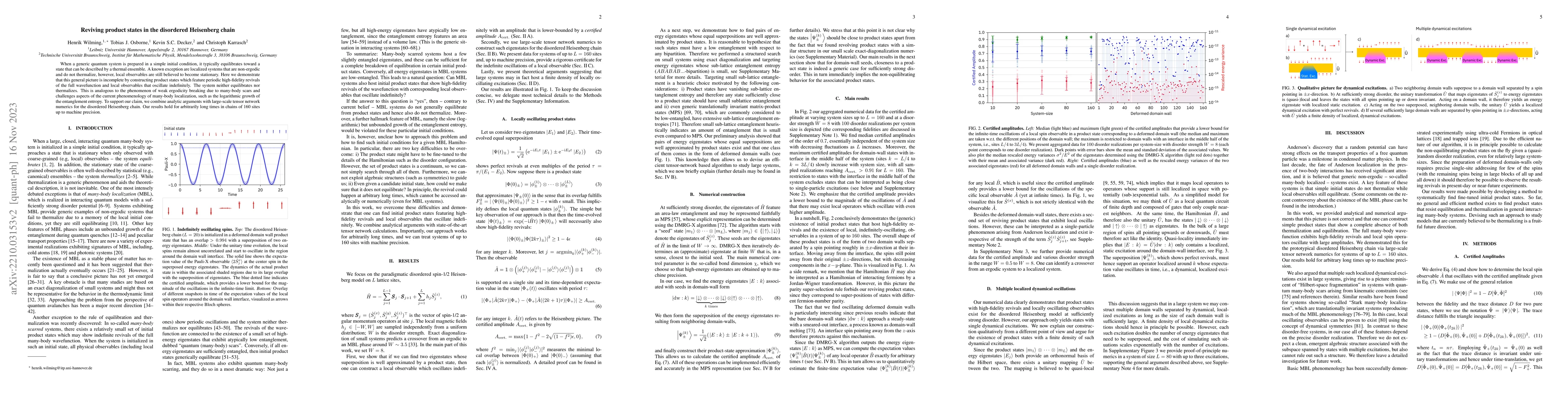 Thumbnail for Reviving product states in the disordered Heisenberg chain