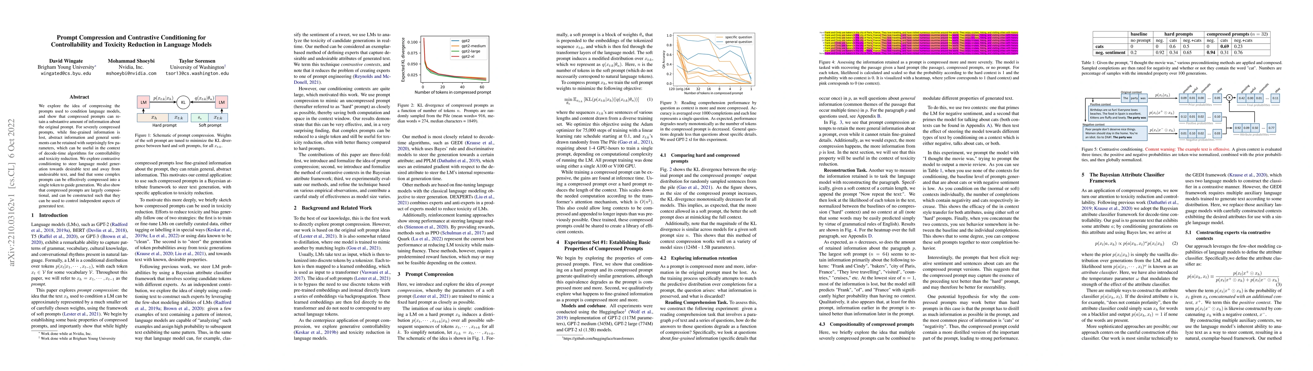 Thumbnail for Prompt Compression and Contrastive Conditioning for Controllability and
  Toxicity Reduction in Language Models