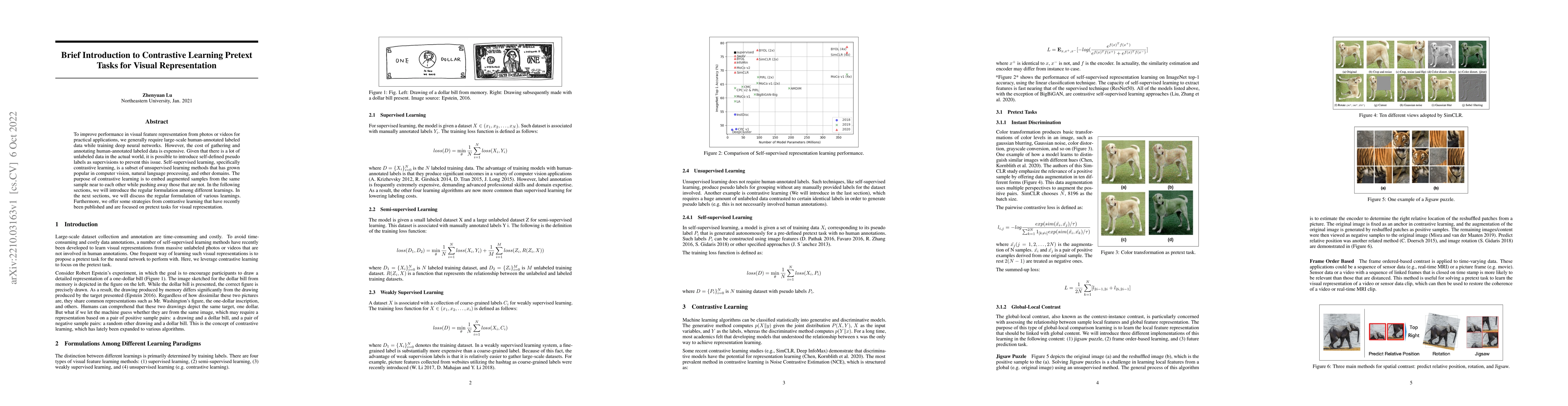 Thumbnail for Brief Introduction to Contrastive Learning Pretext Tasks for Visual
  Representation