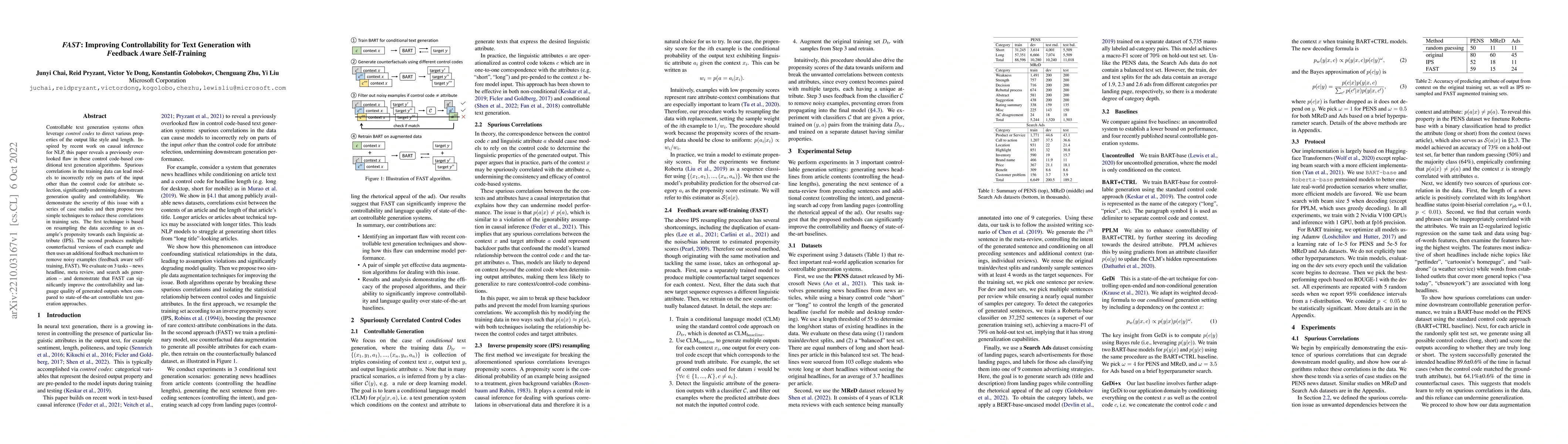 Thumbnail for FAST: Improving Controllability for Text Generation with Feedback Aware
  Self-Training