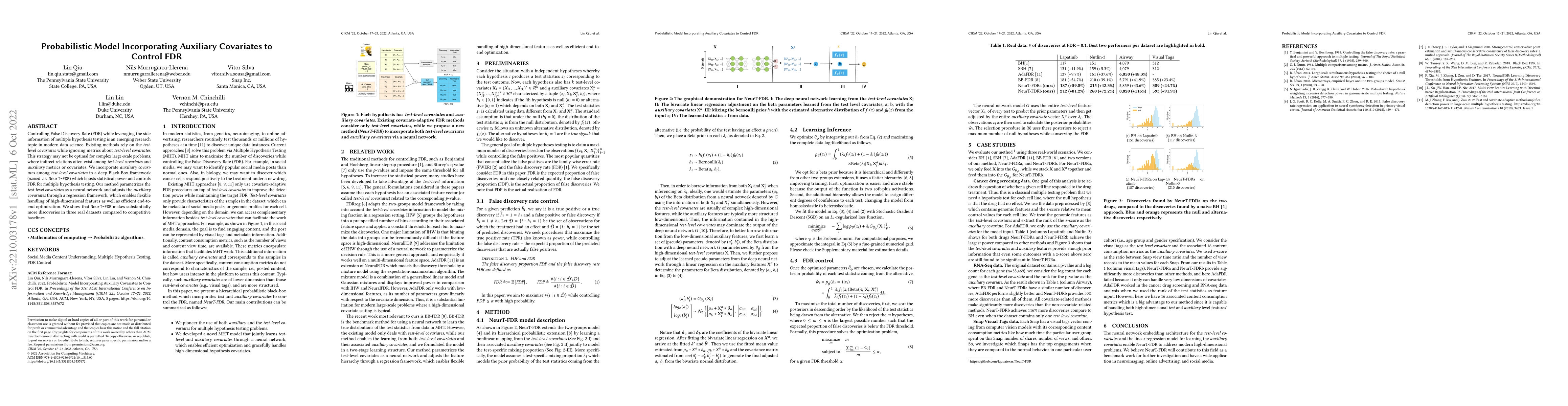 Thumbnail for Probabilistic Model Incorporating Auxiliary Covariates to Control FDR