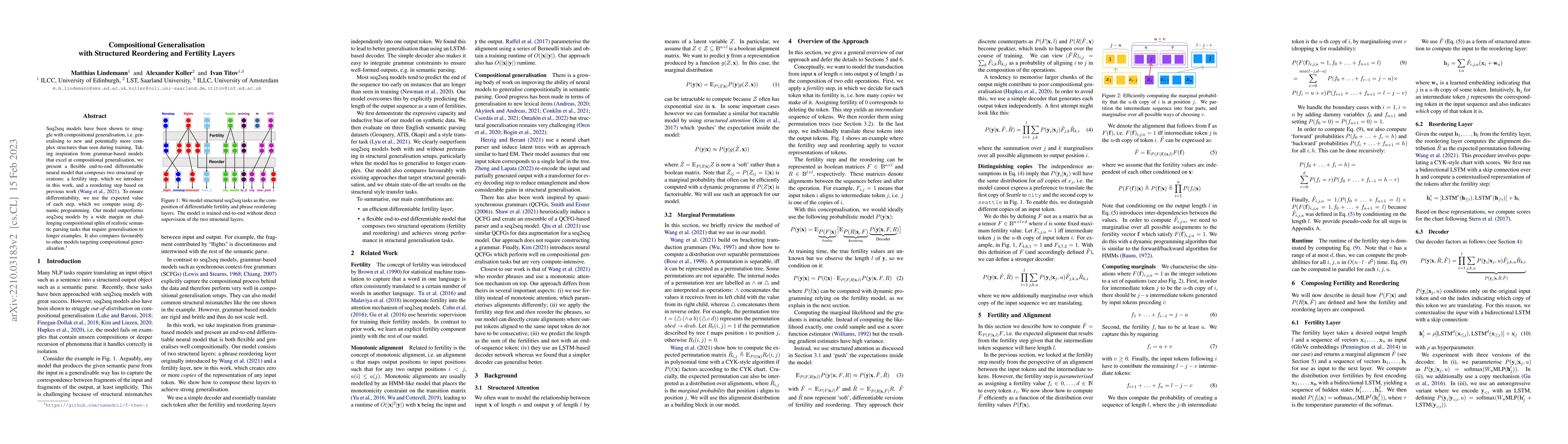 Thumbnail for Compositional Generalisation with Structured Reordering and Fertility
  Layers