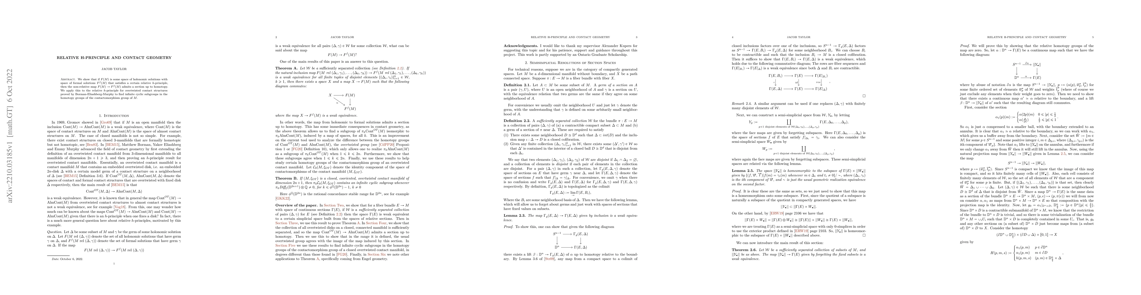 Thumbnail for Relative H-Principle and Contact Geometry