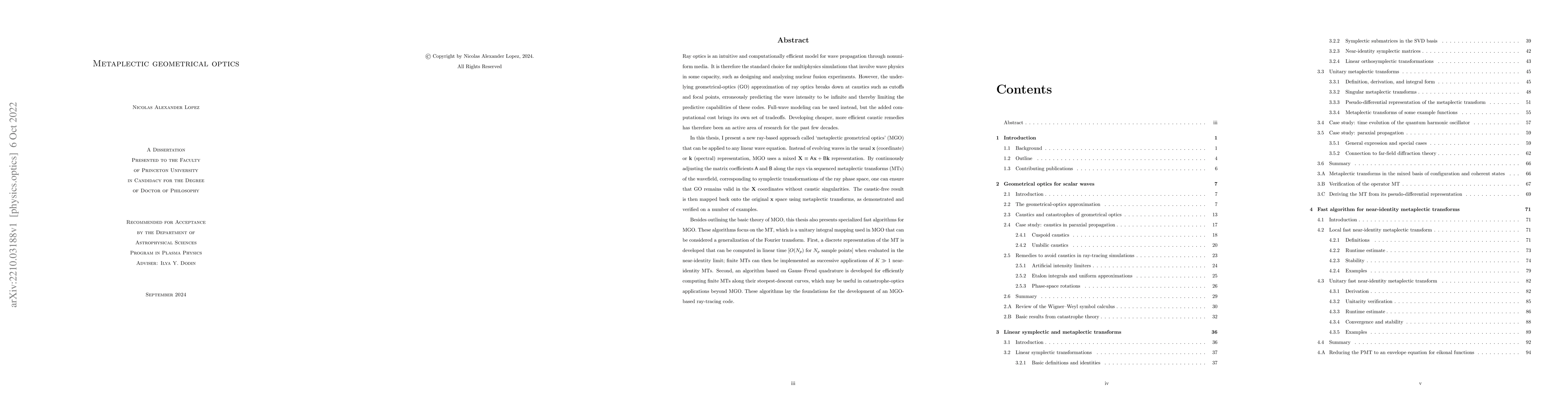 Thumbnail for Metaplectic Geometrical Optics