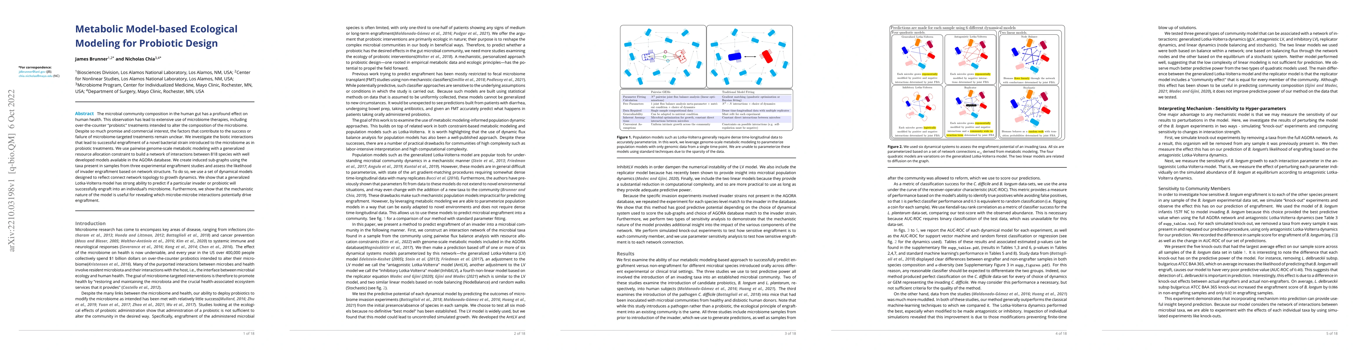 Thumbnail for Metabolic Model-based Ecological Modeling for Probiotic Design