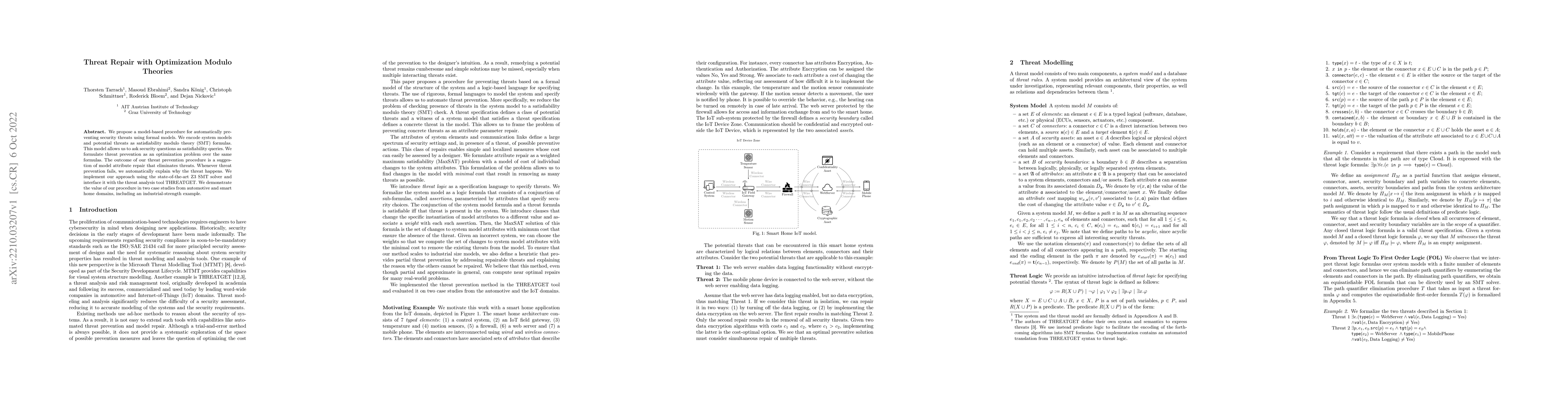 Thumbnail for Threat Repair with Optimization Modulo Theories