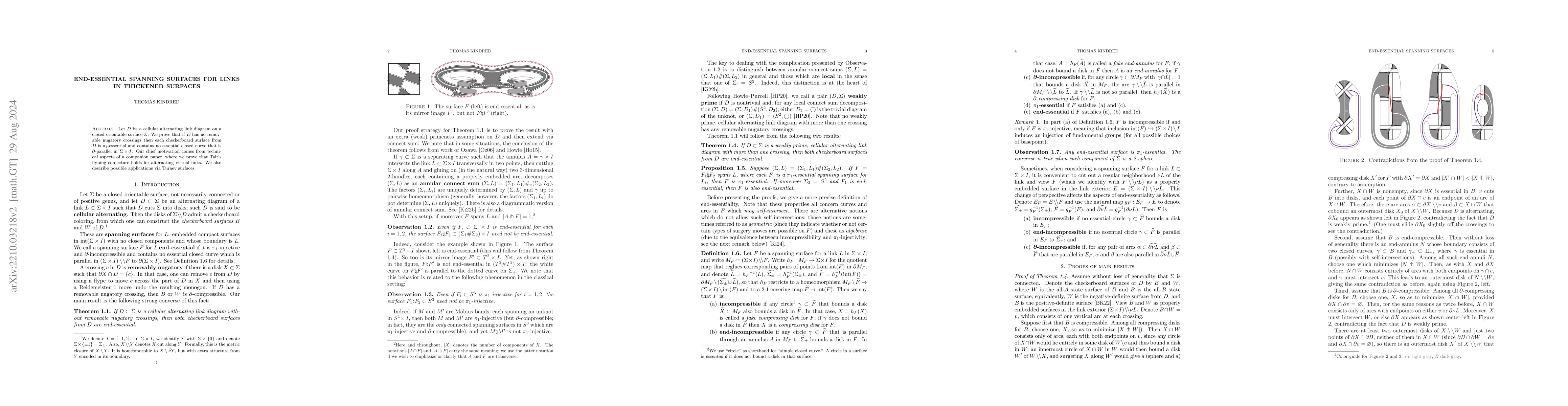 Thumbnail for End-essential spanning surfaces for links in thickened surfaces