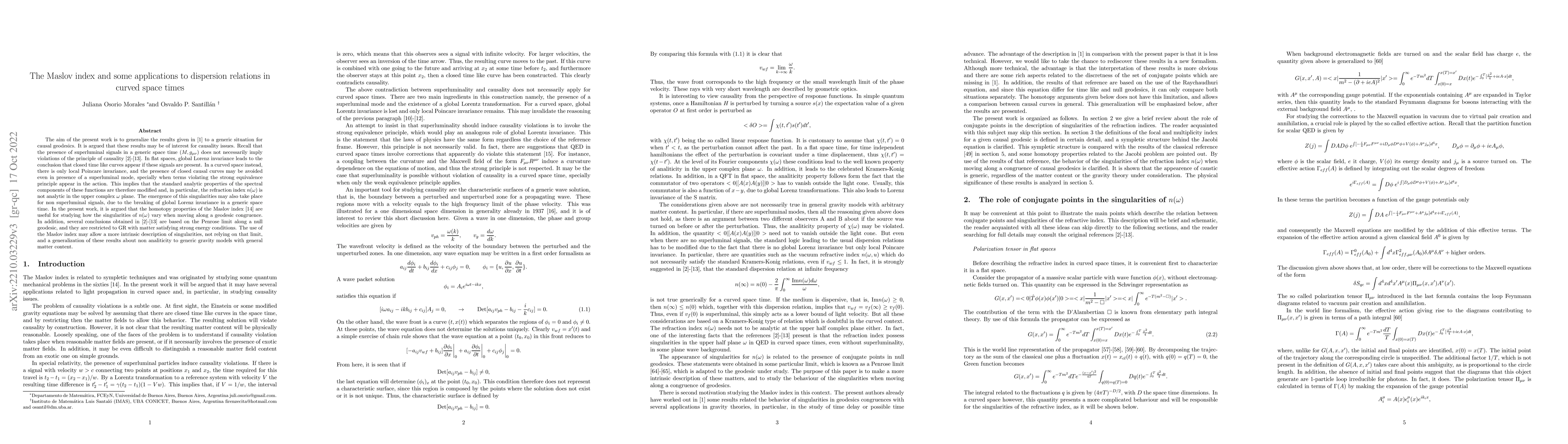 Thumbnail for The Maslov index and some applications to dispersion relations in curved
  space times
