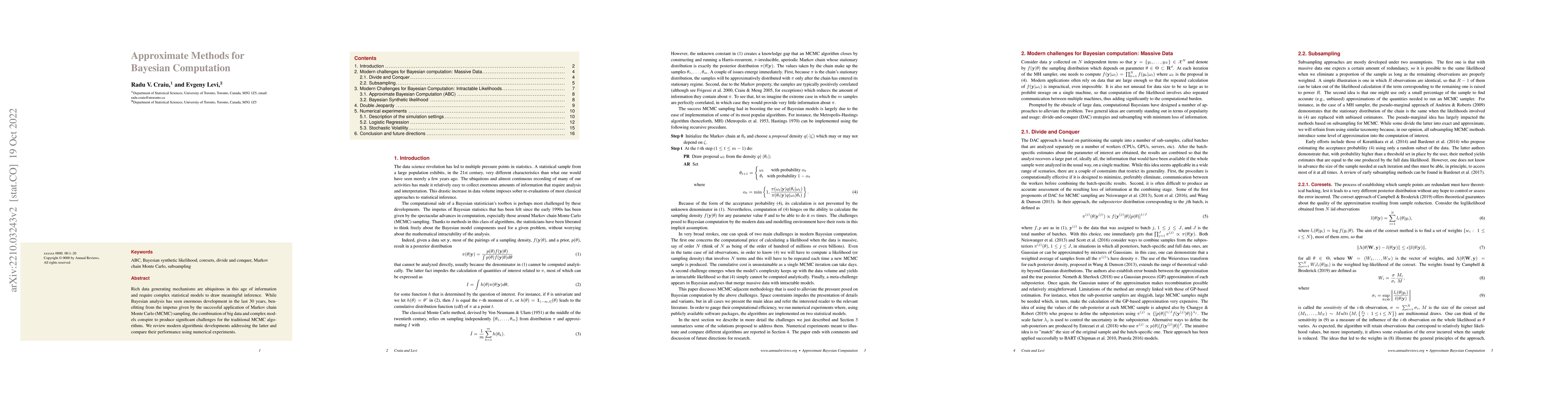 Thumbnail for Approximate Methods for Bayesian Computation