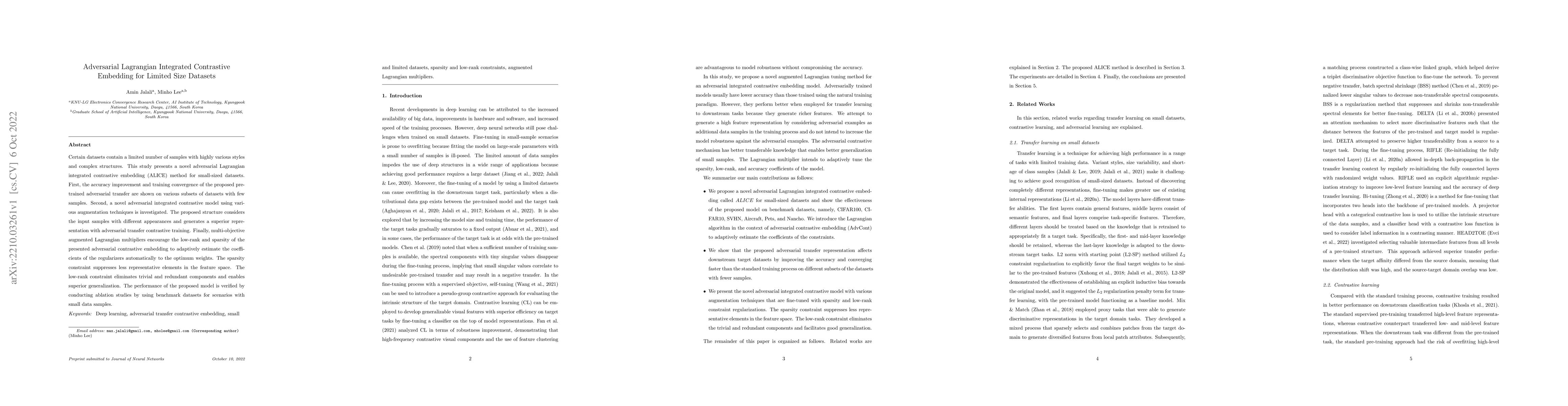 Thumbnail for Adversarial Lagrangian Integrated Contrastive Embedding for Limited Size
  Datasets