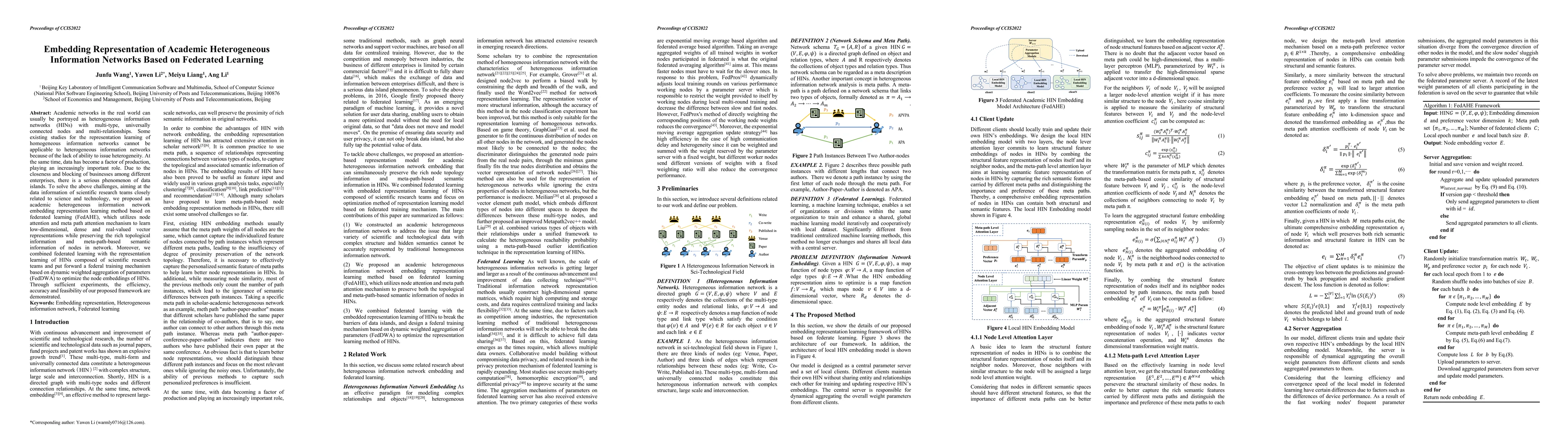 Thumbnail for Embedding Representation of Academic Heterogeneous Information Networks
  Based on Federated Learning