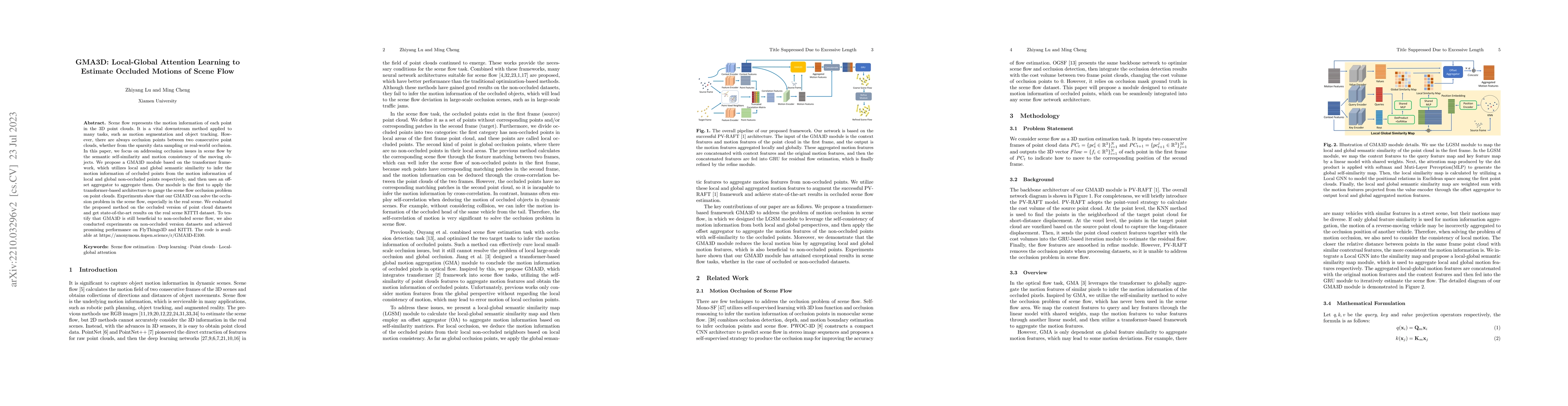 Thumbnail for GMA3D: Local-Global Attention Learning to Estimate Occluded Motions of
  Scene Flow
