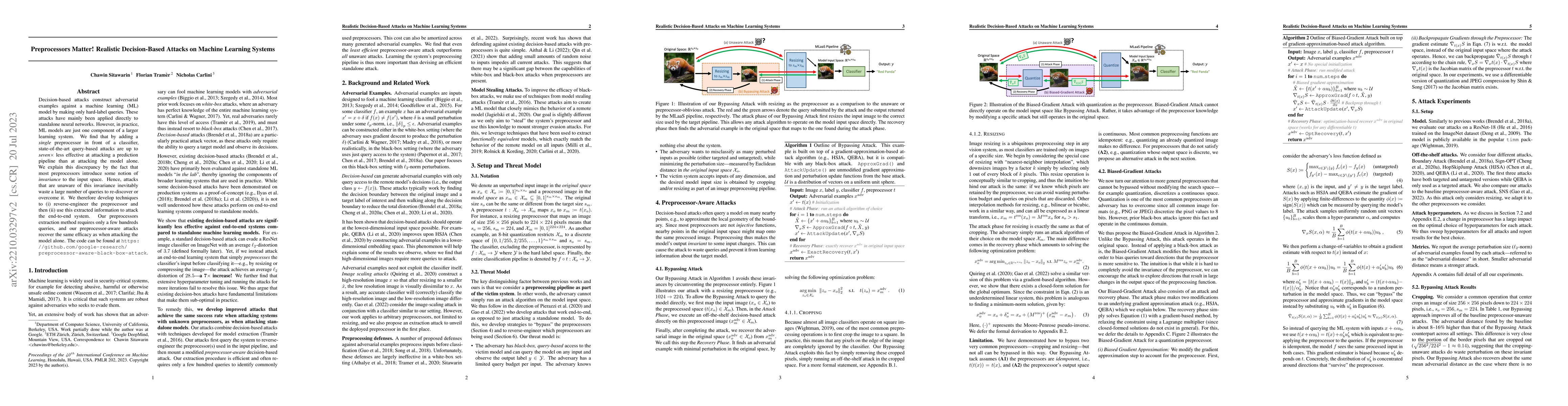 Thumbnail for Preprocessors Matter! Realistic Decision-Based Attacks on Machine
  Learning Systems