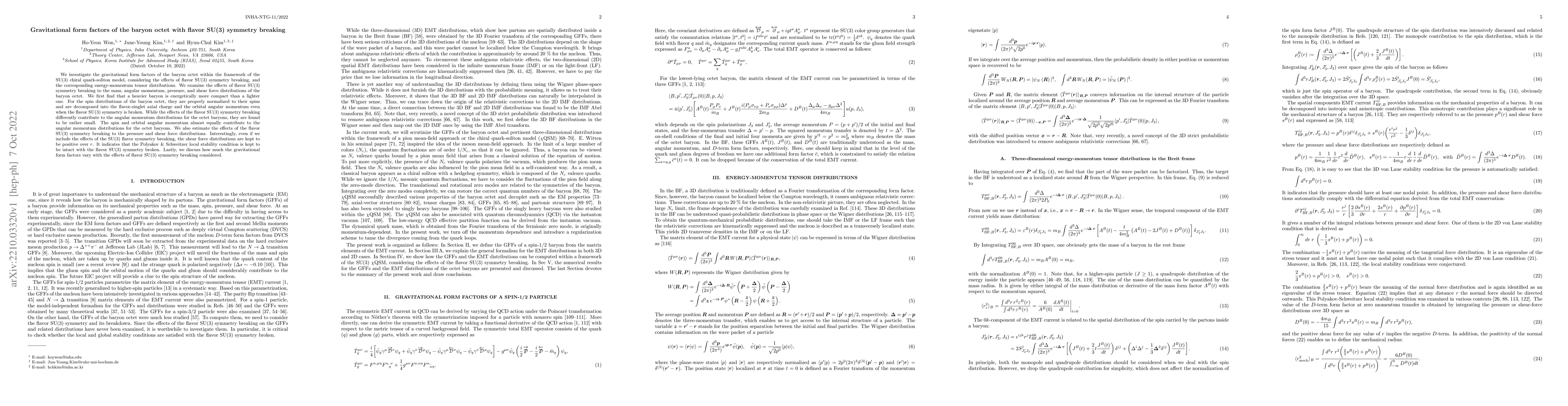Thumbnail for Gravitational form factors of the baryon octet with flavor SU(3)
  symmetry breaking