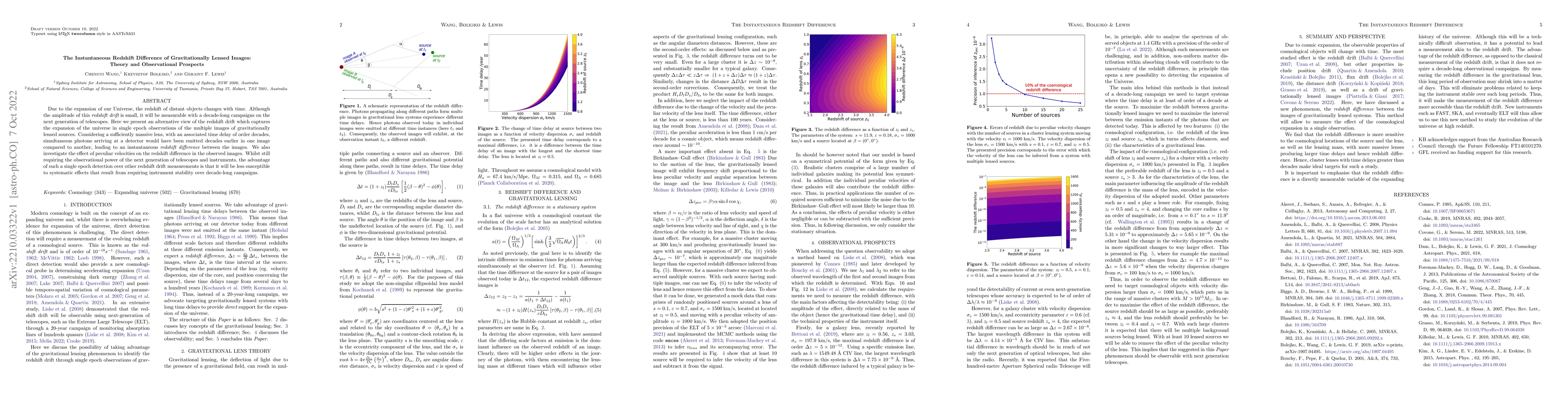 Thumbnail for The Instantaneous Redshift Difference of Gravitationally Lensed Images:
  Theory and Observational Prospects