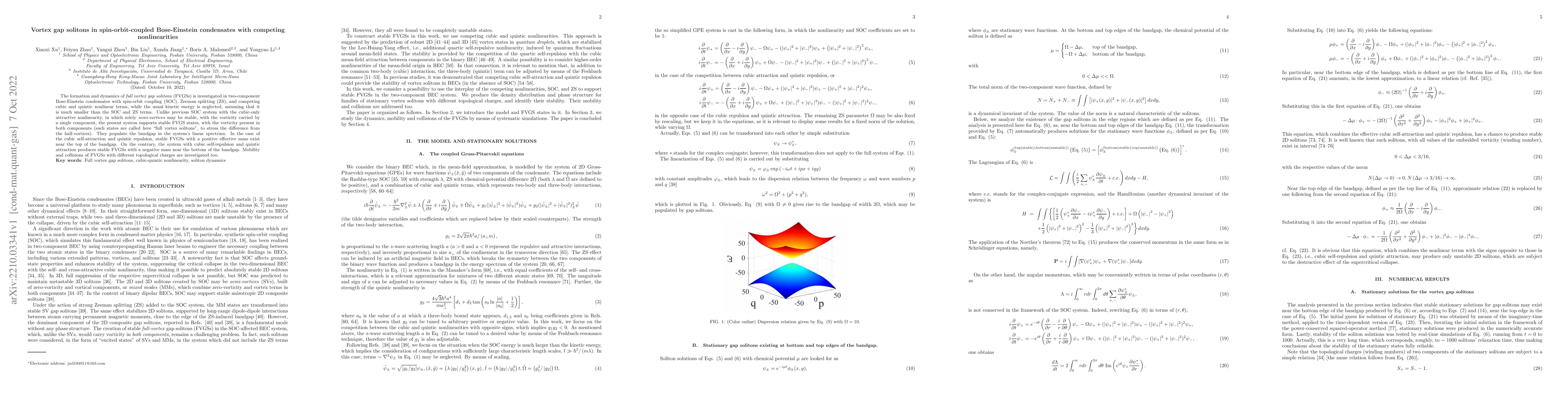 Thumbnail for Vortex gap solitons in spin-orbit-coupled Bose-Einstein condensates with
  competing nonlinearities
