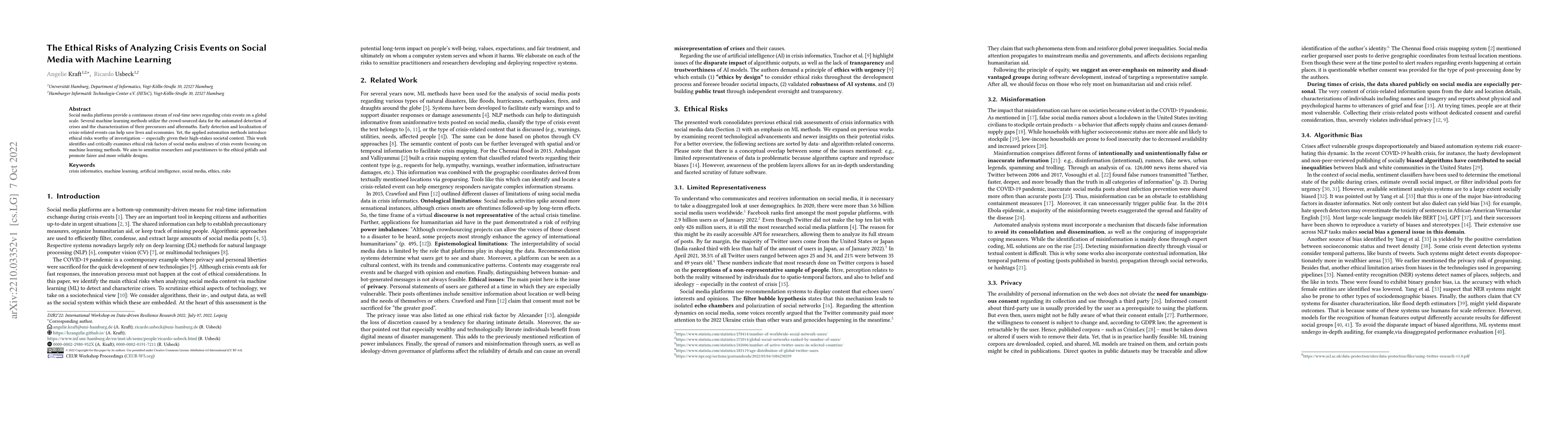 Thumbnail for The Ethical Risks of Analyzing Crisis Events on Social Media with
  Machine Learning