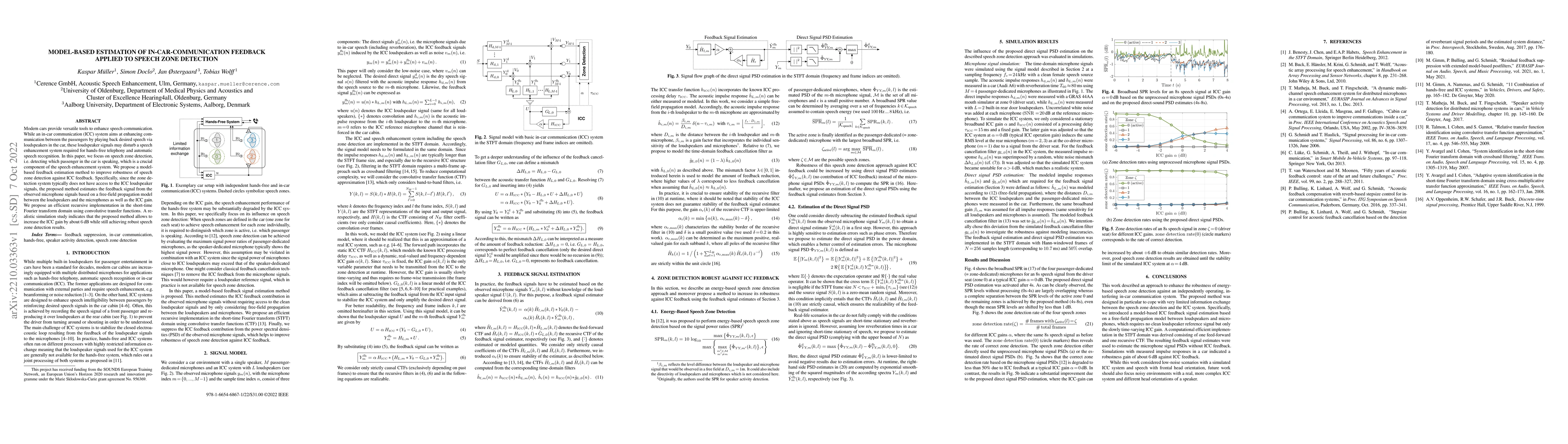 Thumbnail for Model-based estimation of in-car-communication feedback applied to
  speech zone detection