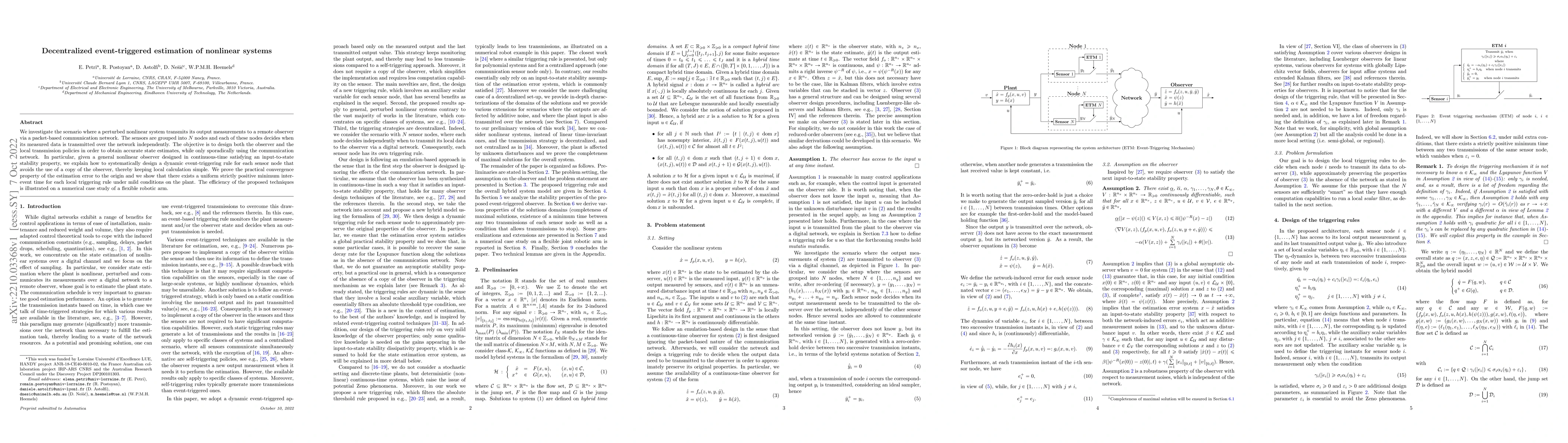 Thumbnail for Decentralized event-triggered estimation of nonlinear systems