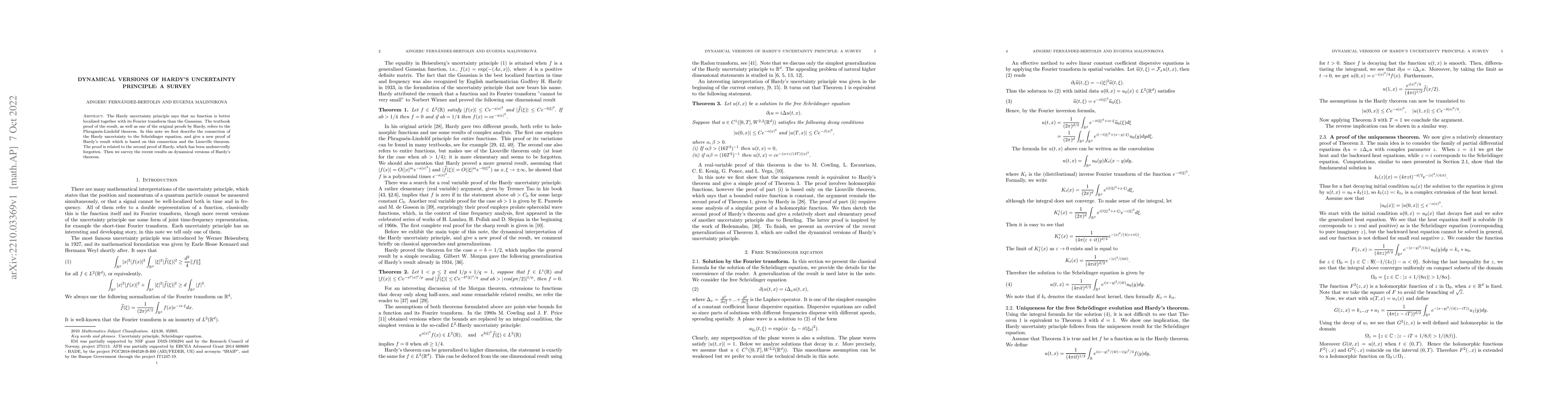 Thumbnail for Dynamical versions of Hardy's uncertainty principle: A survey