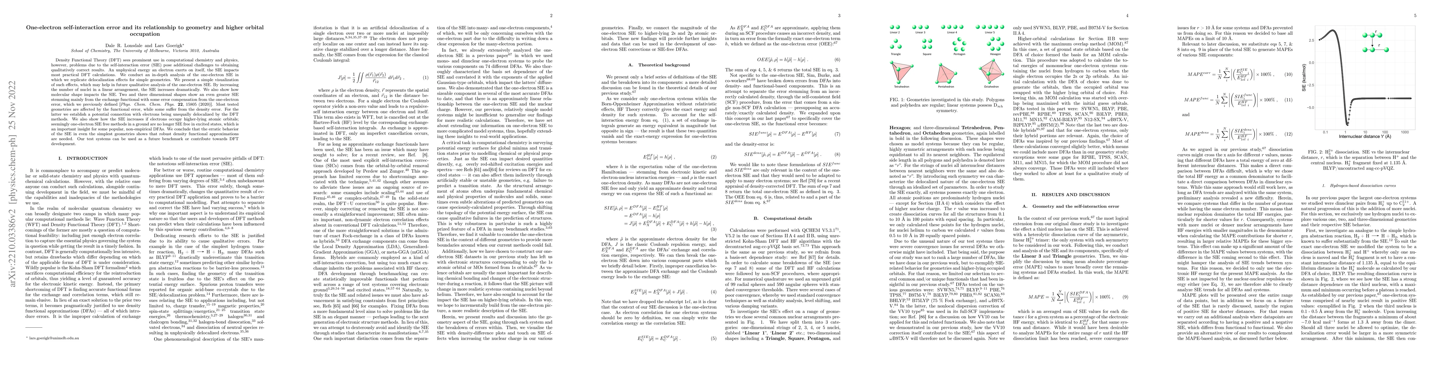 Thumbnail for One-electron self-interaction error and its relationship to geometry and
  higher orbital occupation
