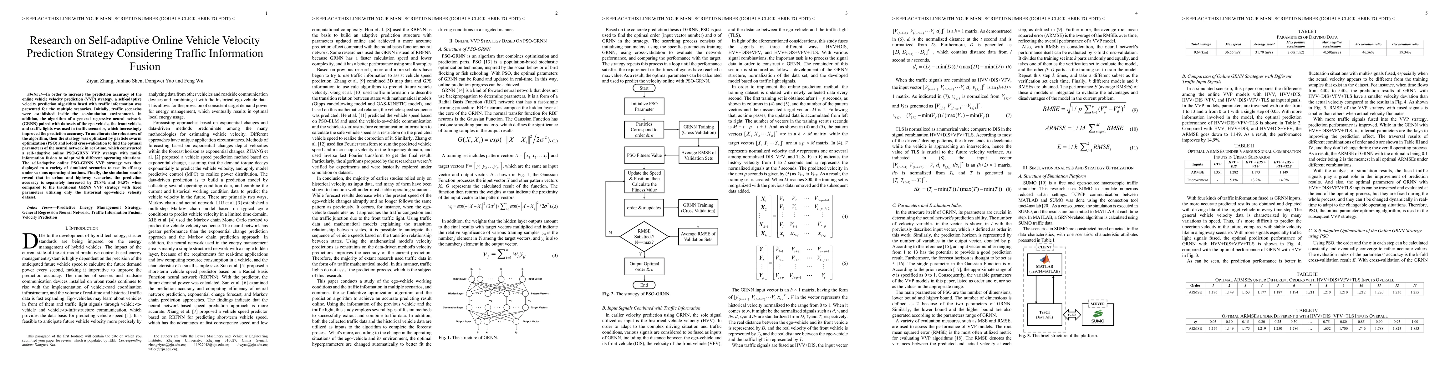 Thumbnail for Research on Self-adaptive Online Vehicle Velocity Prediction Strategy
  Considering Traffic Information Fusion