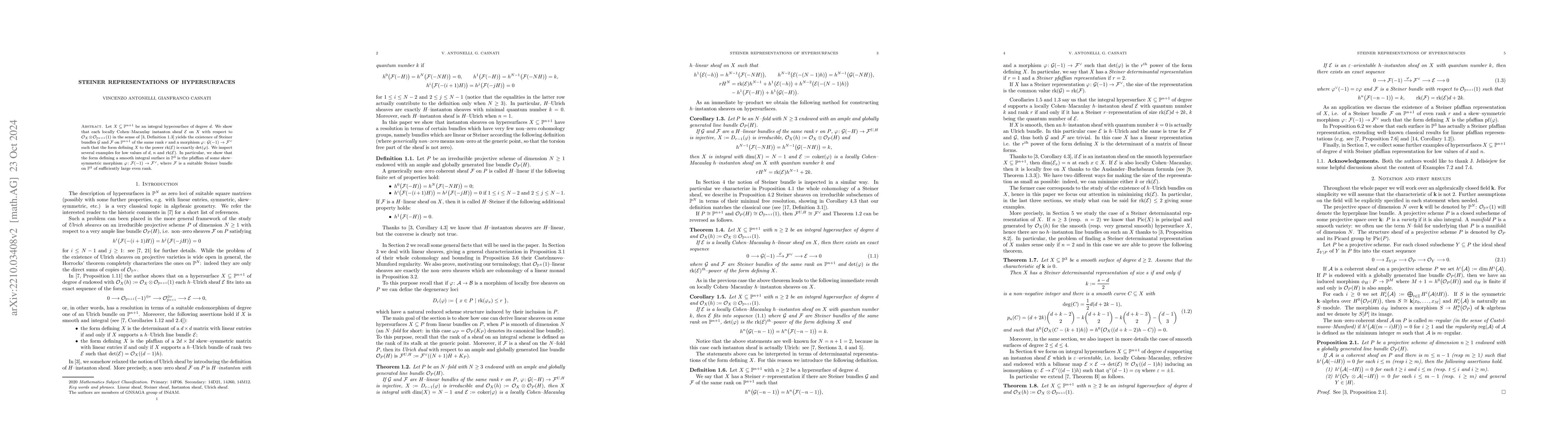 Thumbnail for Steiner representations of hypersurfaces