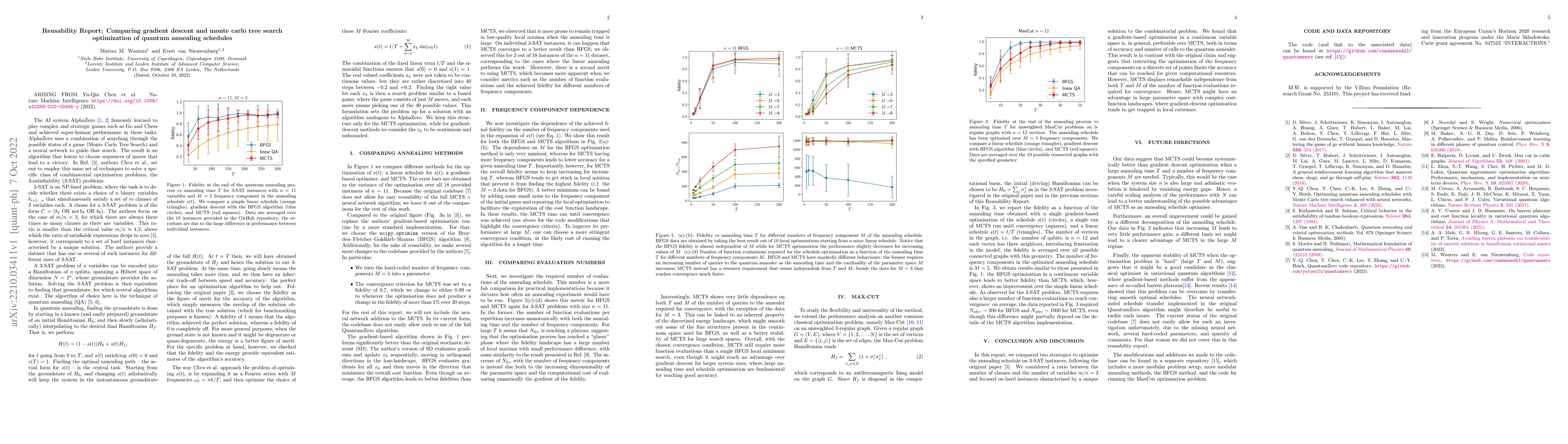 Thumbnail for Reusability Report: Comparing gradient descent and monte carlo tree
  search optimization of quantum annealing schedules