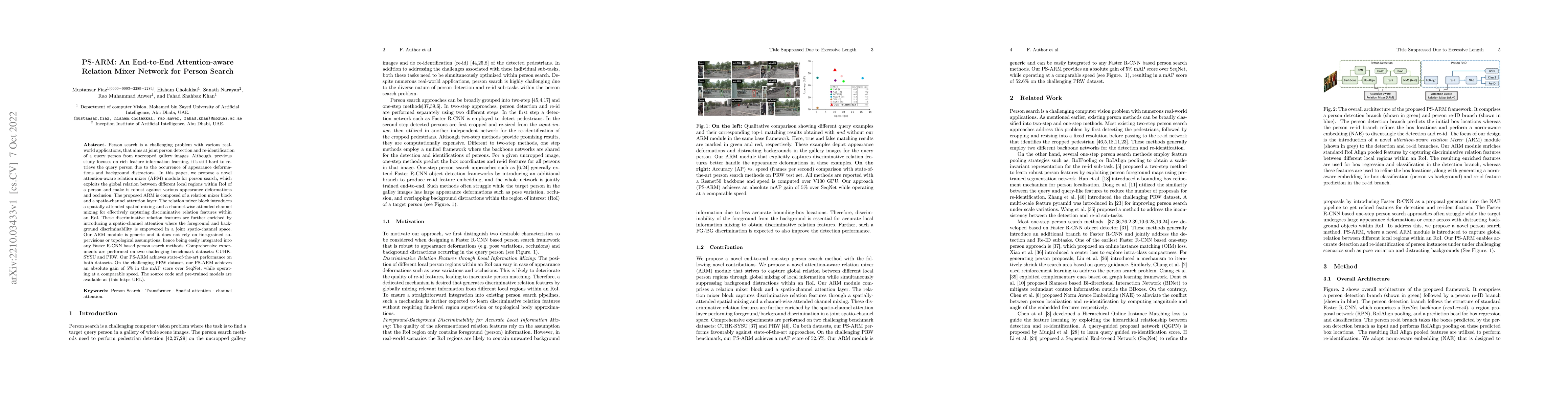 Thumbnail for PS-ARM: An End-to-End Attention-aware Relation Mixer Network for Person
  Search