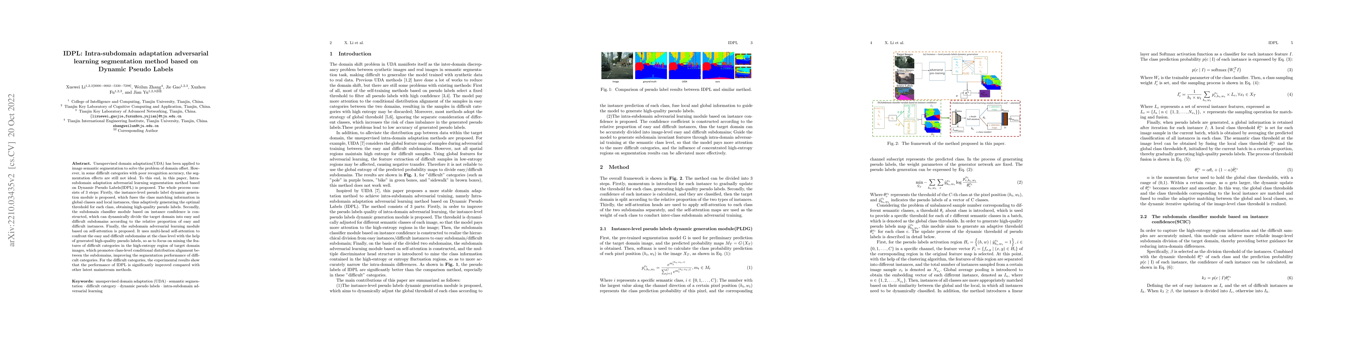 Thumbnail for IDPL: Intra-subdomain adaptation adversarial learning segmentation
  method based on Dynamic Pseudo Labels