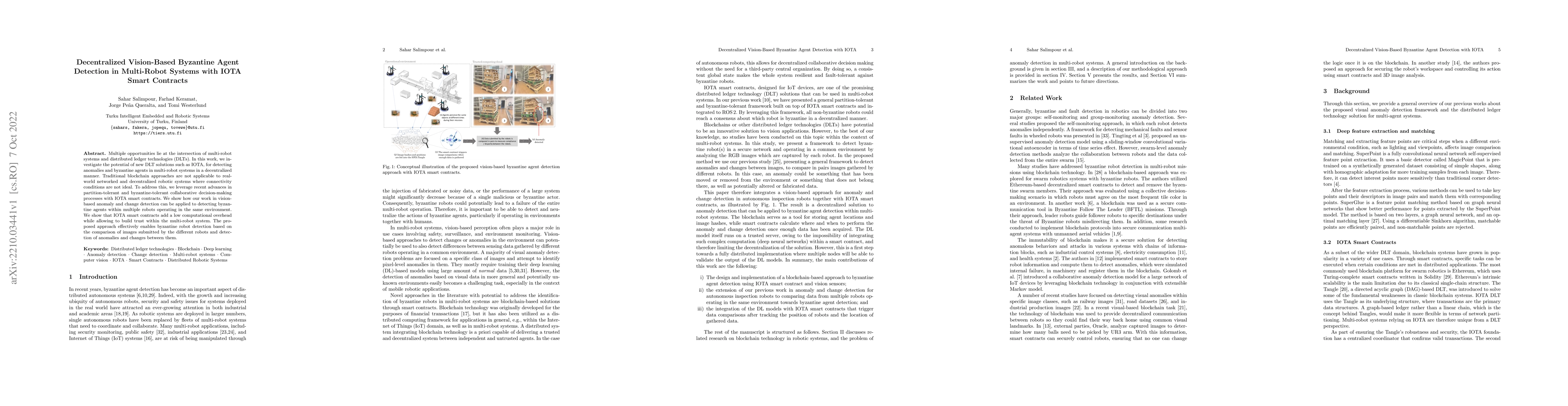 Thumbnail for Decentralized Vision-Based Byzantine Agent Detection in Multi-Robot
  Systems with IOTA Smart Contracts