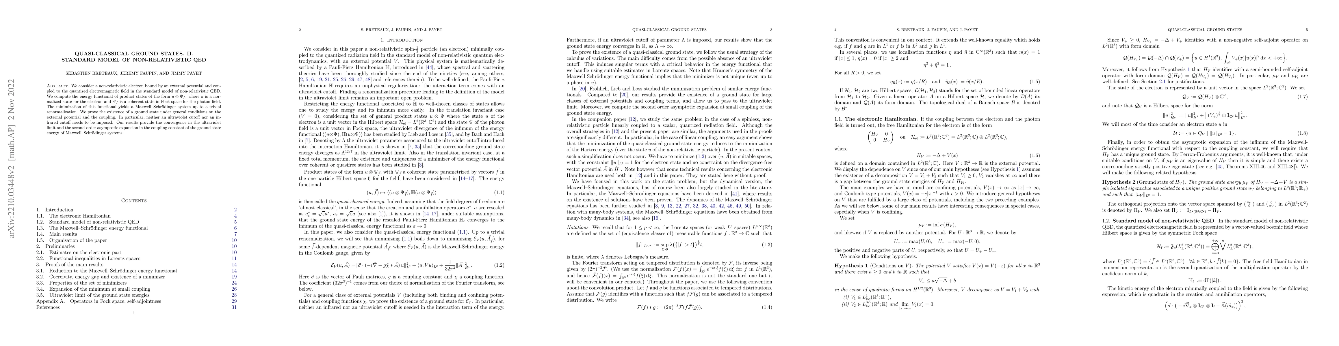 Thumbnail for Quasi-classical Ground States. II. Standard Model of Non-relativistic
  QED