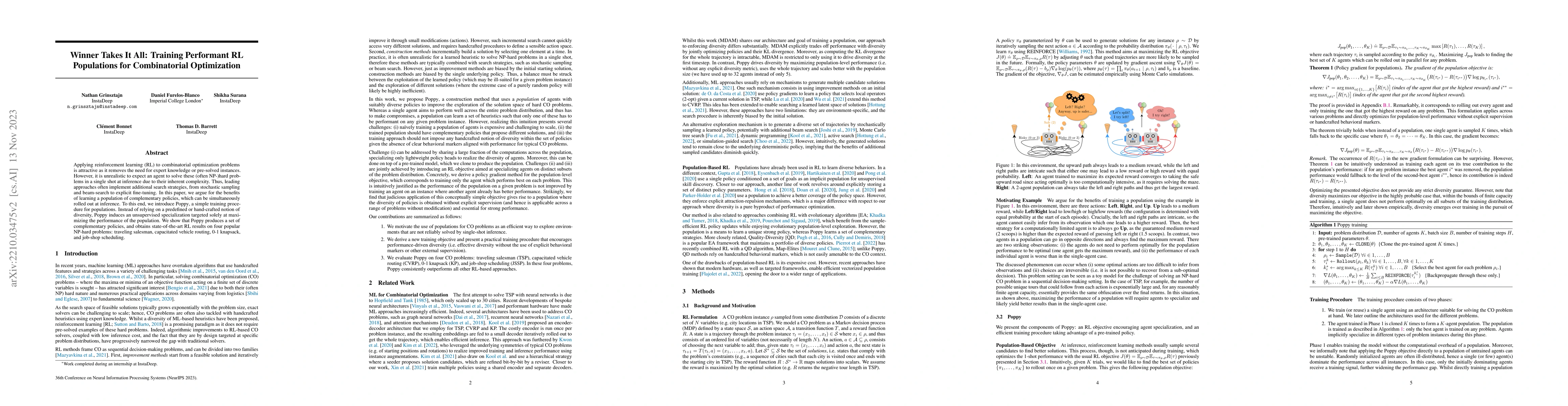 Thumbnail for Winner Takes It All: Training Performant RL Populations for
  Combinatorial Optimization